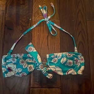 Wildfox Emerald Tropical Floral Bandeau Bikini Top